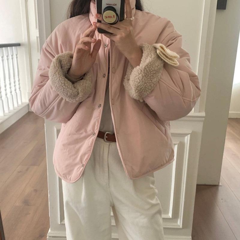 ジャケット レディース 秋冬 羊羔毛 ブルゾン ゆったり 厚手 ハーフハイネック 配色 ピンク系 ブラウン系 ブラック ポリエステル 無地 長袖 カジュアル shadowtail-10424721 シャドーテール パッケージ画像