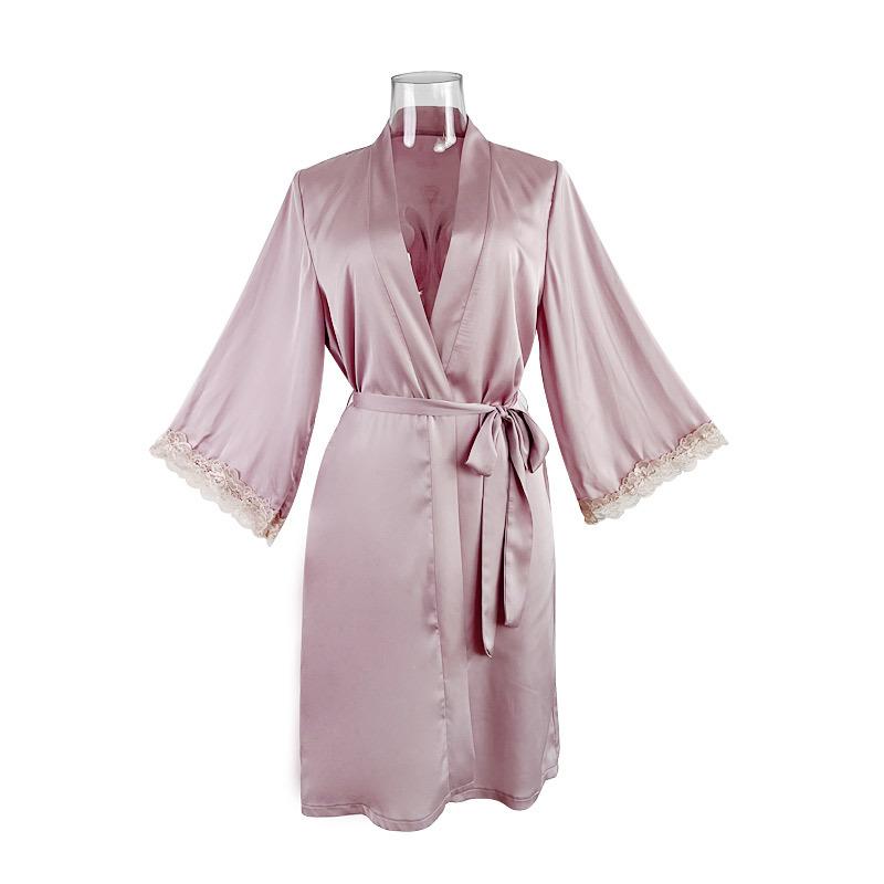 ルームウェア レディース 女性用 サテン 接触冷感 レース 切り替え Vネック パジャマ 寝巻き 浴衣 部屋着 春夏 秋冬 白色 黒色 ピンク系