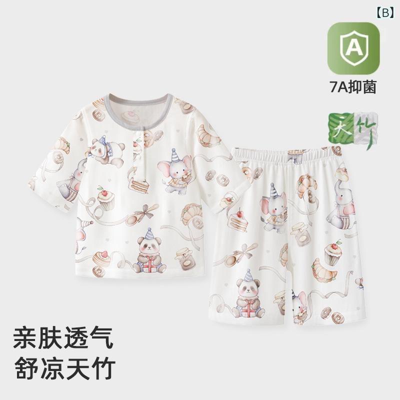 子供用パジャマ ベビー服 ガーゼ ルームウェア 薄手 半袖 A類 7分袖 上下セット 再生繊維 猫柄 春夏 かわいい 幼児 幼稚園 保育園 — vista 3