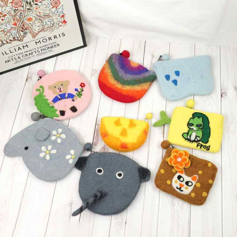 財布 レディース コインケース カードケース 羊毛フェルト アニマルモチーフ ミニ財布 小物入れ かわいい 大象長鼻子零錢包 小白猫零錢包 云朵包零錢包 小象花花零錢包 蜜蜂零錢包(x3)