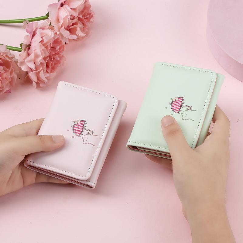 C, G, K - 財布 レディース ミニ財布 カードケース 大容量 ウォレット 熊柄 かわいい 多機能 学生 女性用 PU ポリエステル