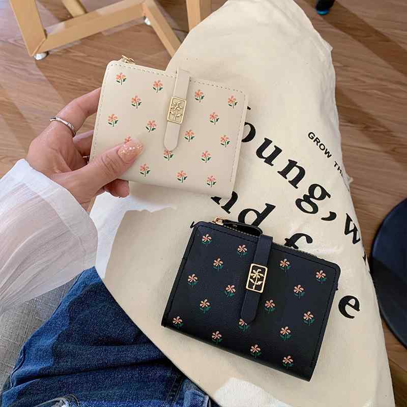 財布 レディース 小銭入れ カードケース ミニ財布 薄型 軽量 多機能 かわいい 花柄 ブラック ブルー ホワイト ピンク