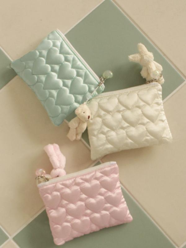 財布 レディース ミニ 手提げ コットン キルティング うさぎ クマ ハート柄 かわいい 軽量 抗菌 収納 ..