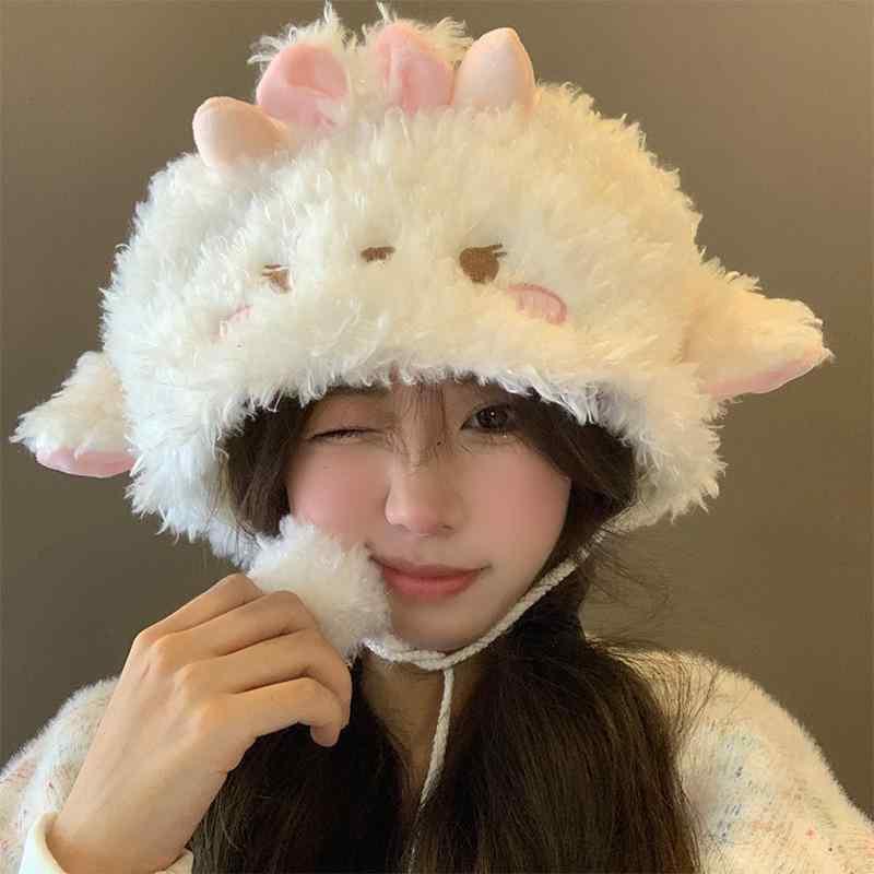 ・カテゴリ: 护耳帽・流行要素: 纹理・帽子のタイプ: 锥形・つばの形状: つばなし・カラー: ホワイト・サイズ: M (54-59cm)・機能: 保温・スタイル: 简约・生地: 羊羔毛・主な素材: 羊羔毛、その他・スタイル分類: 清新甜美...