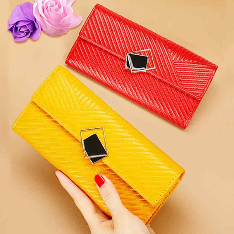 財布 レディース 女性 長財布 牛革 韓国 ファッション 本革 大容量 ウォレット クラシック ブラック ピンク系 グリーン レッド