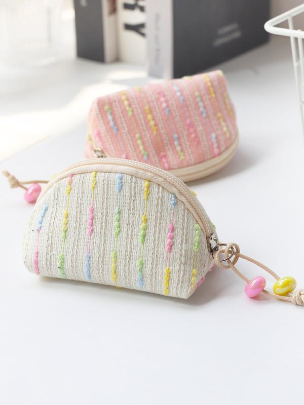 ミニ財布 レディース 小銭入れ かわいい ポリエステル ストライプ柄 スパンコール 帆布 裏地 コンパクト 薄型 ピンク系 ブルー系 グリーン系