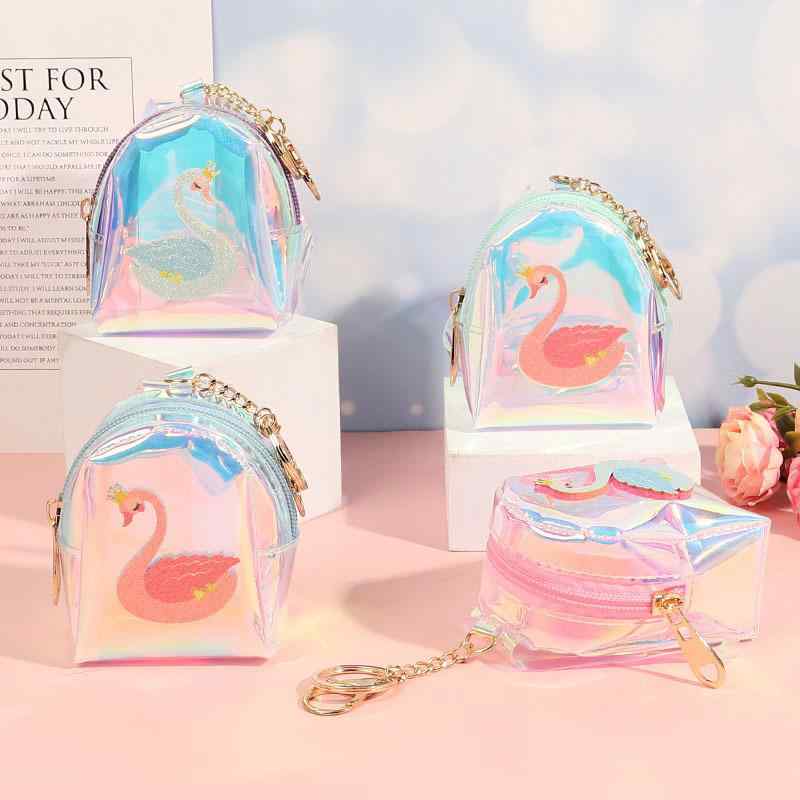 ミニ財布 レディース PVC スワン コインケース キーホルダー付き ストリート トレンド かわいい 小銭入れ
