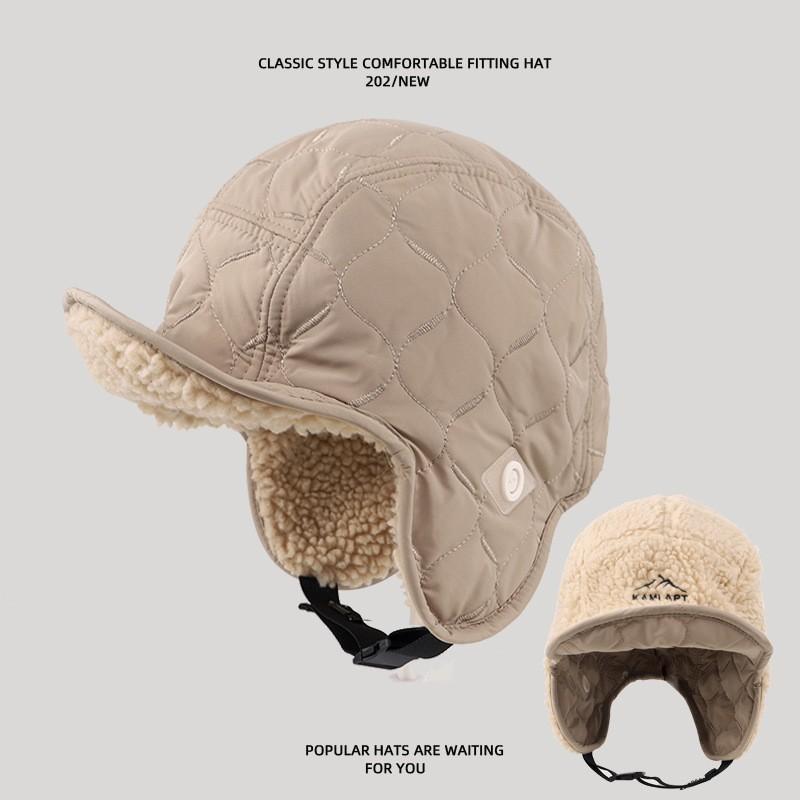 Knit Hat - 雷鋒帽 レディース 冬用 帽子 あったか フライトキャップ 耳あて付き スキー 自転車 防寒 羊羔毛風 ミリタリー かわいい カジュアル