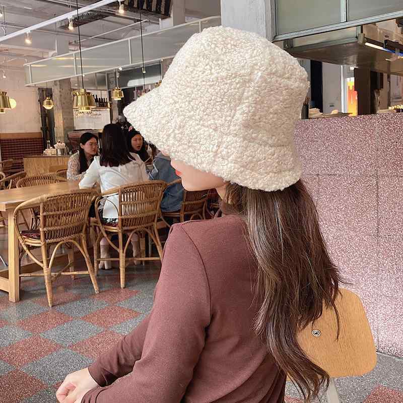 Knit Hat - 帽子 レディース 漁夫帽 秋冬用 防寒 保温 もこもこ バケットハット 小顔効果 あったか かわいい おしゃれ ブラック イエロー コーヒー カーキ ベージュ ホワイト ピンク系