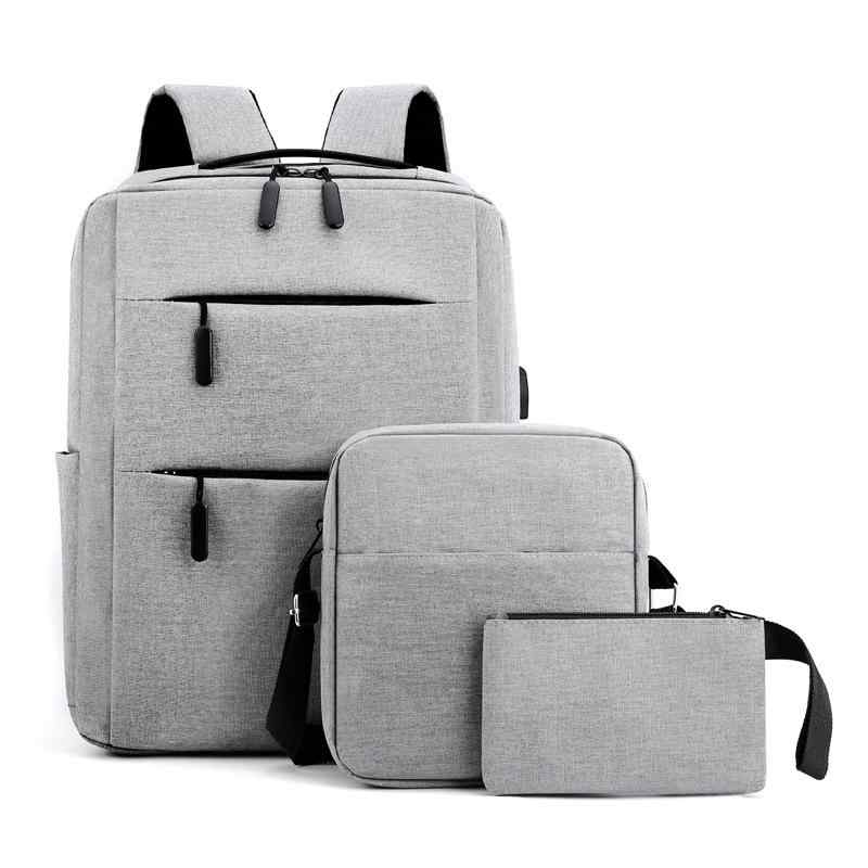 リュック メンズ ビジネス 3点セット 20-35L A4対応 通勤用 多機能 USBポート付き 無地 撥水 シンプル バックパック ショルダーバッグ ハンドバッグ ブラック グレー