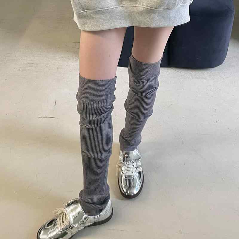 靴下 レディース 秋冬 ウール ニット サイドボタン付き ニーハイソックス 無地 厚手 高品質 レッグウォーマー ホワイト グレー ブラック