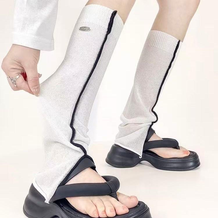 靴下 レディース バレエ風 レッグウォーマー ポリエステル 通気性 無地 ブラック ホワイト ベージュ 春夏 秋