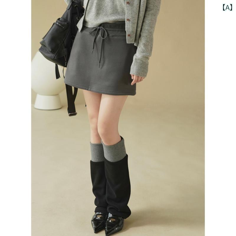 靴下 レディース レッグウォーマー 配色 切り替え 伸縮性 膝下 混紡 冬 春 秋 ブラック ベージュ系