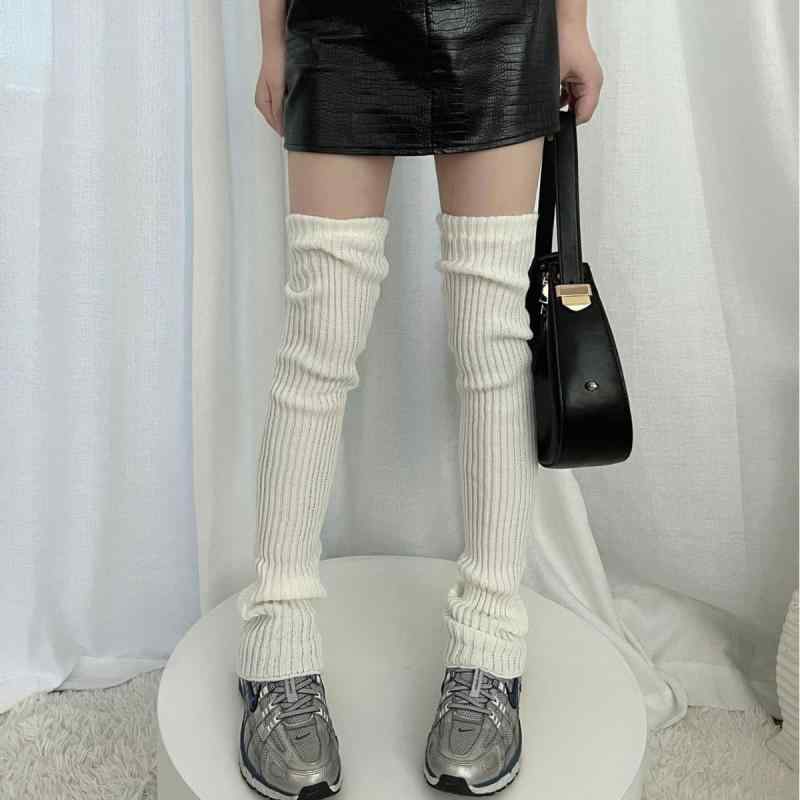 靴下 レディース 秋冬 ニット 太畝 大腿 ニーハイソックス レッグウォーマー 暖かい 冷え対策 高筒 アクリル 無地