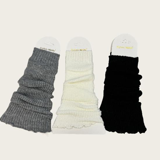 靴下 レディース 秋冬 ニット レース 波状 袜套 ソックス 無地 美脚 保温 高筒 JK 韓国風