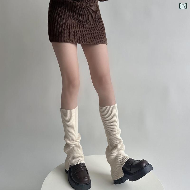 靴下 レディース ソックス ケーブル編み ニット レッグウォーマー ニーハイ風 アクリル 秋冬 あったか 暖か 防寒 冷え対策 ミドル丈 オフホワイト グレー ブラウン ブラック