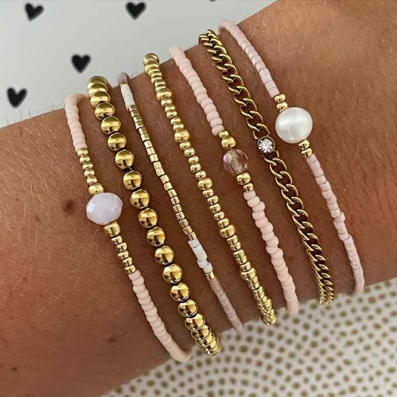 ・素材: CCB・スタイル: エスニック・種類: ブレスレット・対象: 女性・デザイン: 幾何学・仕上げ: 電気メッキ・留め具: 伸縮性・素材（装飾）: 合金、模造宝石/半貴石・流行要素: 模造真珠