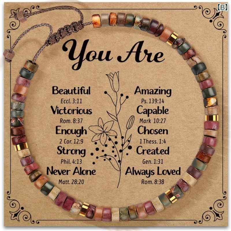 ブレスレット レディース 天然石 編み込み ハンドメイド 幾何学模様 アルファベット メッセージ 刻印 百搭 かわいい ファッション 雑貨 ギフト 記念日 誕生日 贈り物