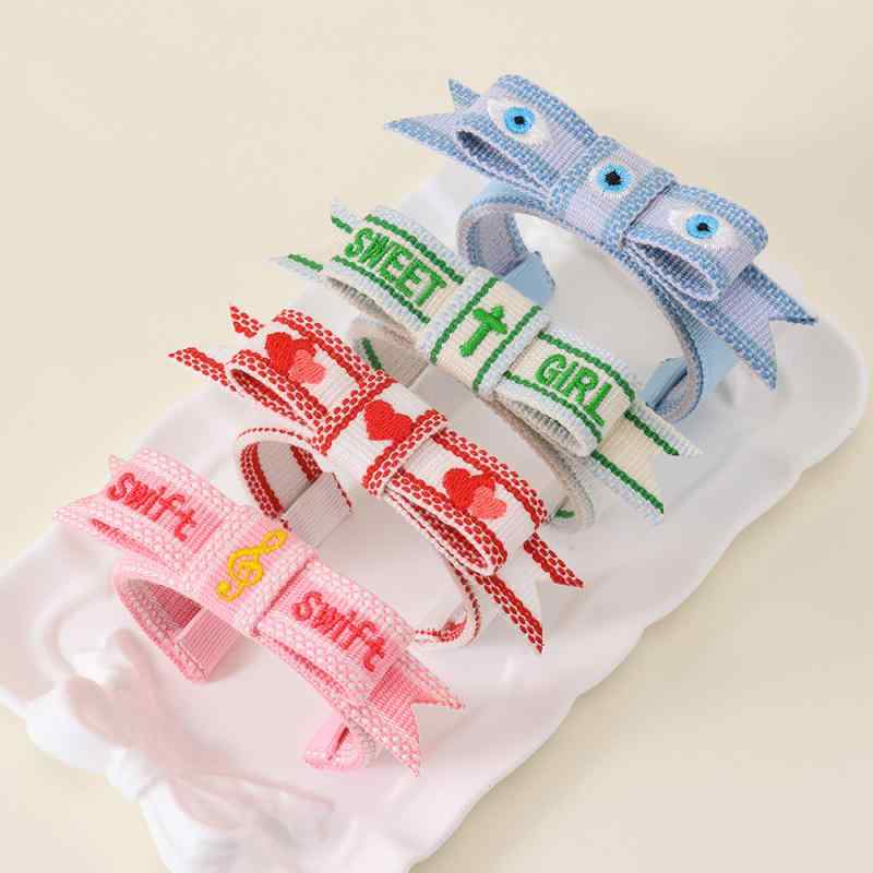 Other - ブレスレット レディース ハート 刺繍 リボン ポリエステル 編み込み 調整可能 友情ブレスレット デイリー カジュアル かわいい