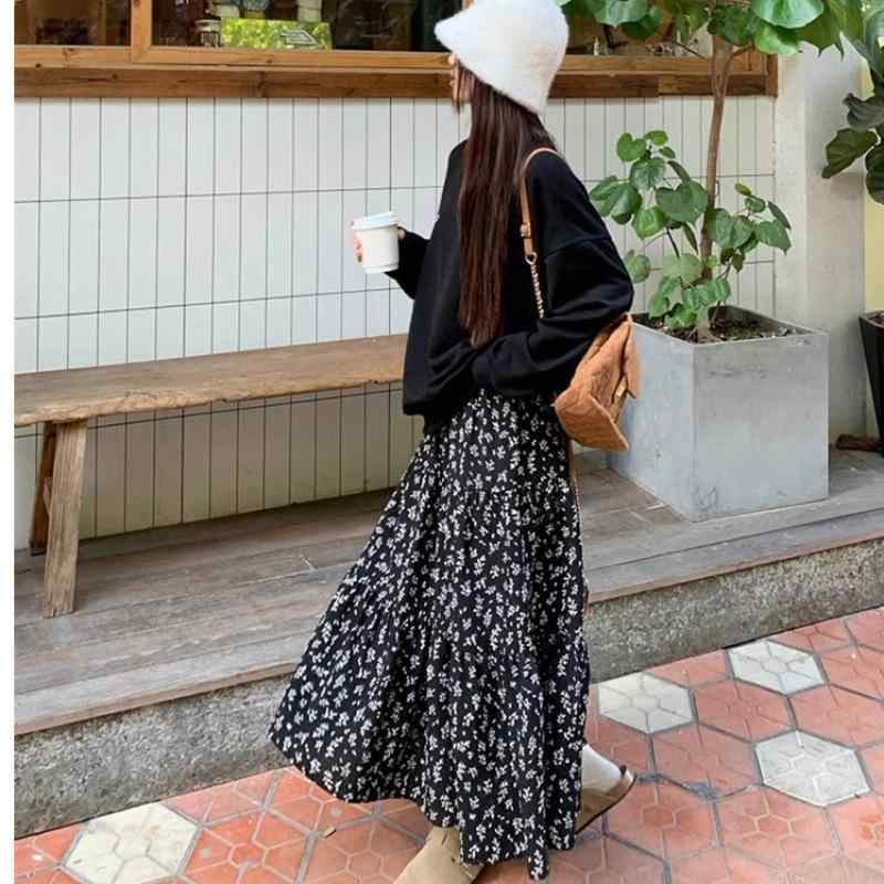 マタニティウェア 秋冬 スウェット ＆ スカート セットアップ 長袖 花柄 ロングスカート ゆったり 産前 産後 授乳服 部屋着 ルームウェア