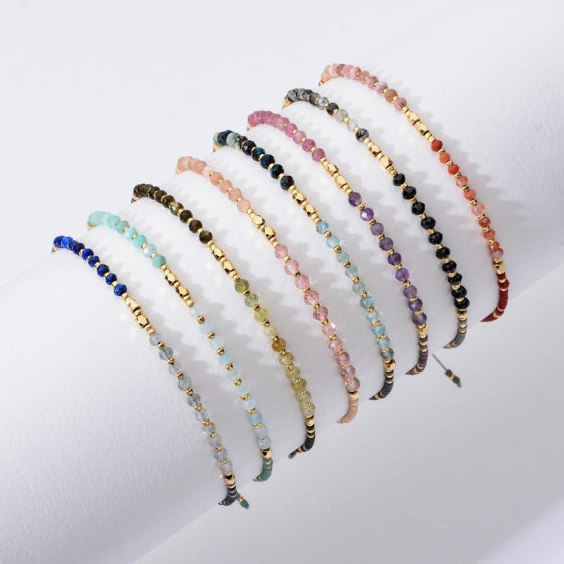 Akoya Pearl - ブレスレット レディース ボヘミアン エスニック アゲート 天然石 ビーズ Miyukiビーズ 編み込み ハンドメイド 幾何学模様 インスタ風 カラフル