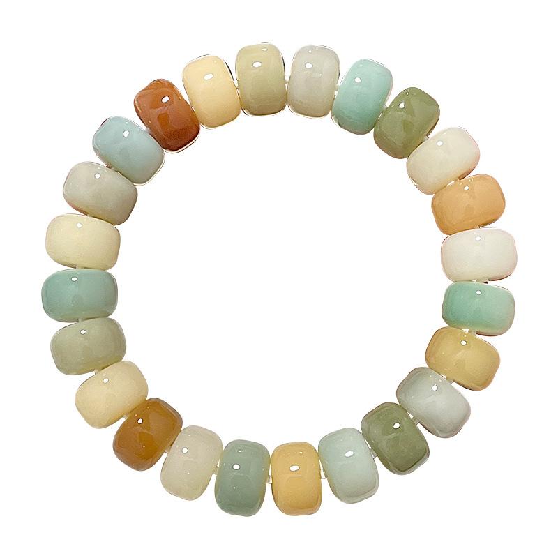 ブレスレット レディース 白玉菩提根 多宝色 薬片珠 菩提子 数珠 男女兼用 9mm