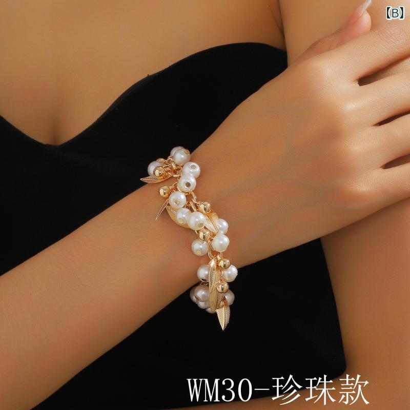 ブレスレット レディース ボヘミアン ガラス クリスタル ミックスカラー 多層 チェーン ビーズ ファッション おしゃれ かわいい 普段使い