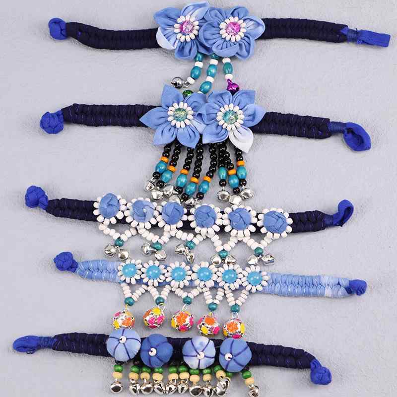 ブレスレット レディース 手編み エスニック 民族風 花柄 手作り アクセサリー 飾り ギフト かわいい ..