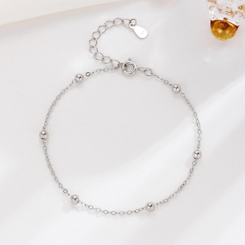 ブレスレット レディース S925 シルバー 銀製 ビーズ ラウンド 幾何学模様 ファッション おしゃれ かわ..