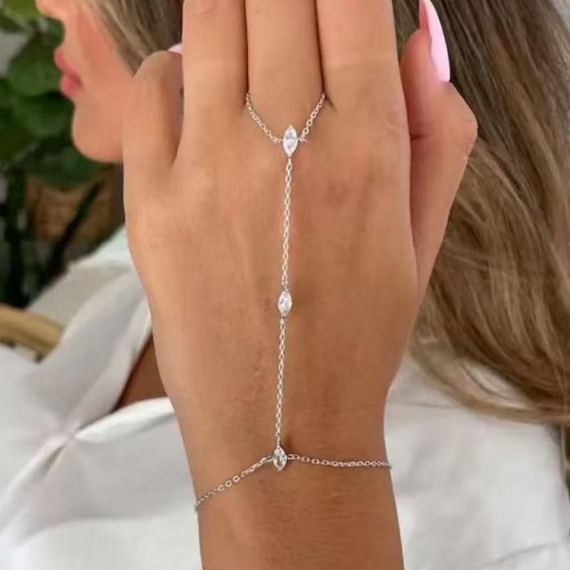Pearl White - ブレスレット レディース ジルコニア 水滴 蝶 V形 ハート 花 欧米風 ファッション メタルチェーン 手チェーン エレガント かわいい 電気メッキ加工 個性派 INS風