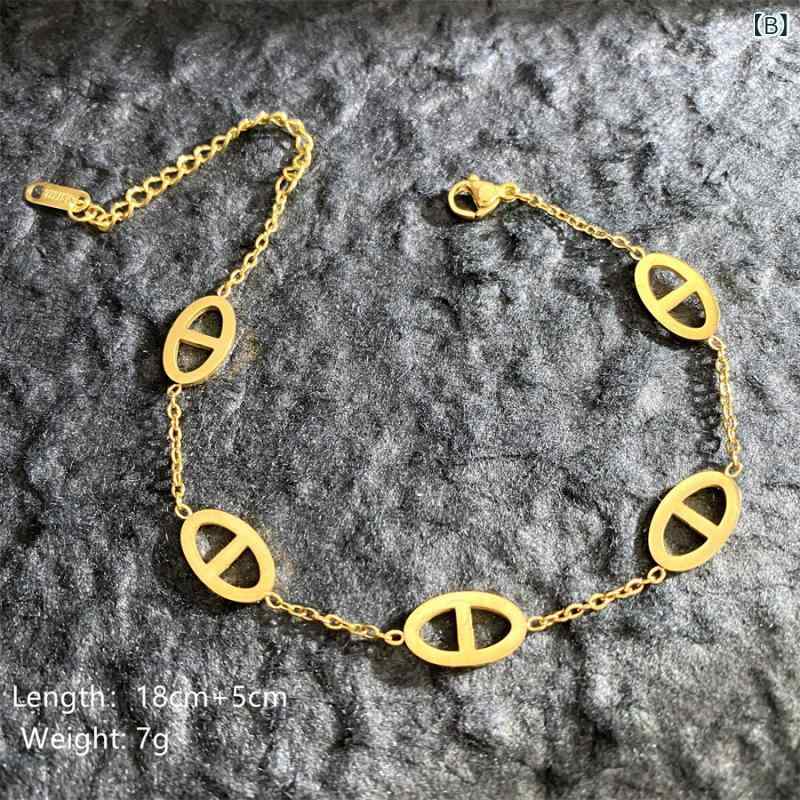 ブレスレット レディース 18K電気メッキ チタン鋼 バングル 蝶 四つ葉 クローバー ローマ字 小さめ 華奢 ゴールドカラー