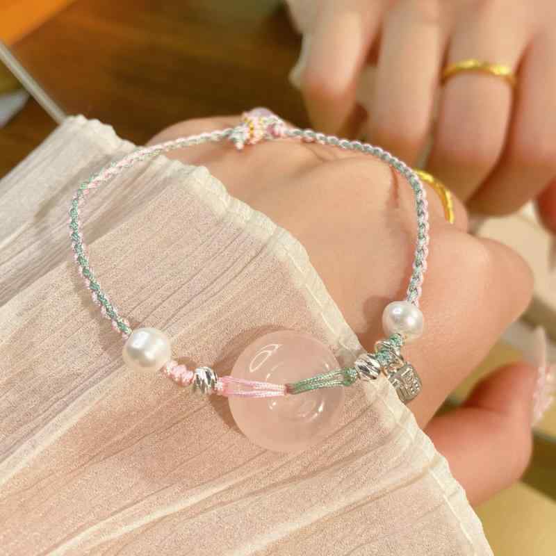 팔찌 - ブレスレット レディース 天然石 パワーストーン コードブレスレット ハンドメイド 編み込み 紫水晶 ローズクォーツ 和田玉 アメジスト