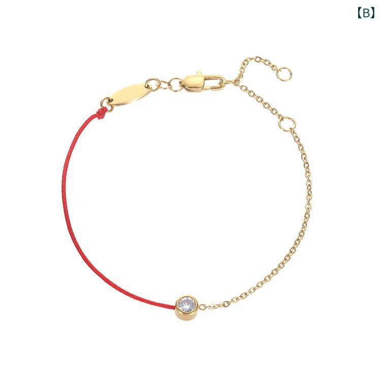 ブレスレット レディース チタン鋼 人工ダイヤ 編み込み ロープ チェーン 高級感 幾何学模様 ゴールド ピンク系 普段使い パーティー