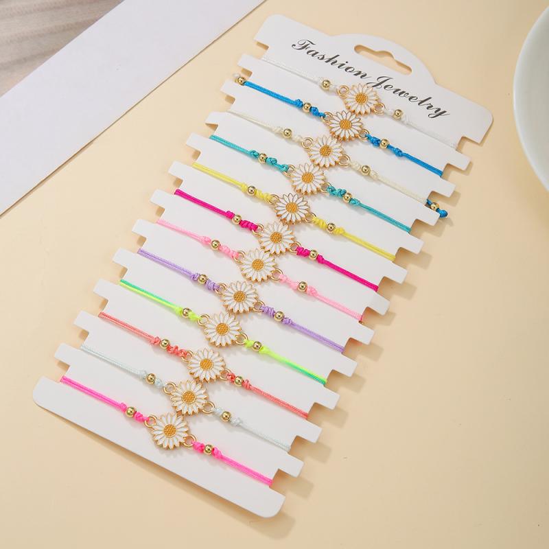 ブレスレット レディース メンズ セット ボヘミアン アロイ 合金 向日葵 ひまわり ペンダント 編み込み 旅行 記念日 花柄 オリジナルデザイン アクセサリー