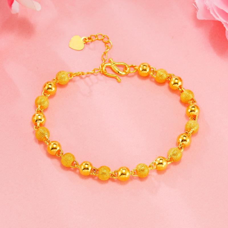 ブレスレット レディース 24K金メッキ サンドブラスト 砂金風 ペア アクセサリー ファッション OL 通勤..