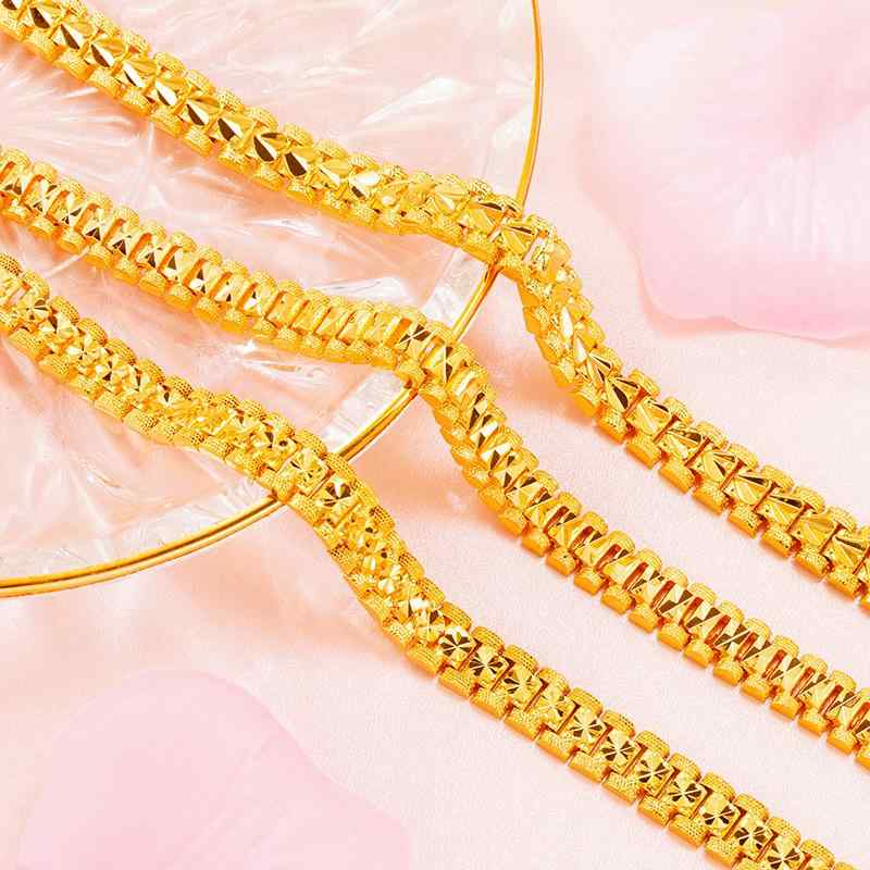 ブレスレット レディース 24金メッキ風 ゴールド 太め チェーン 女性用 アクセサリー ジュエリー ファッション OL 通勤 パーティー