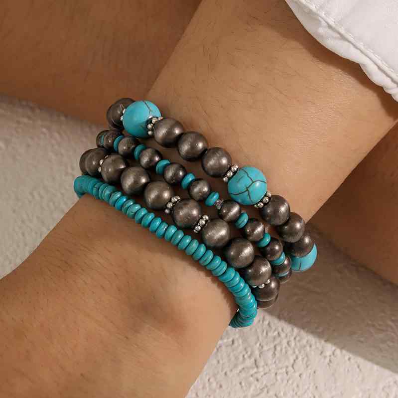 ブレスレット レディース ボヘミアンスタイル ビーズ 多層 弾力線 ハンドメイド 重ね付け 個性派 アクセサリー 男女兼用