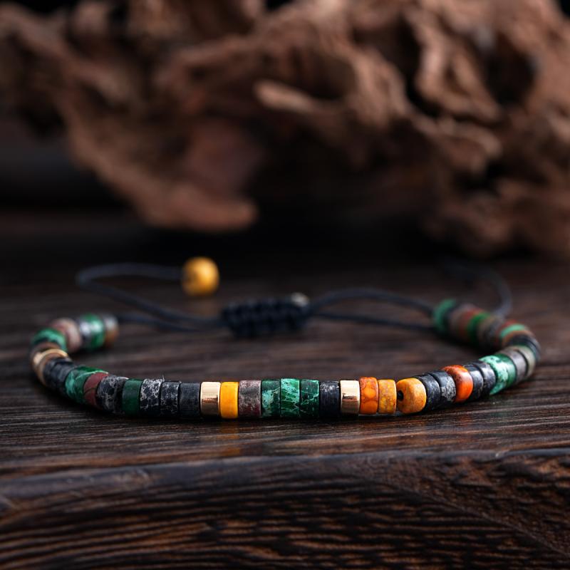 ブレスレット レディース ボヘミアン 天然石 半貴石 ジェムストーン パワーストーン 手編み 調節可能 民族風 アジアン テイスト インスタ映え アクセサリー ジュエリー