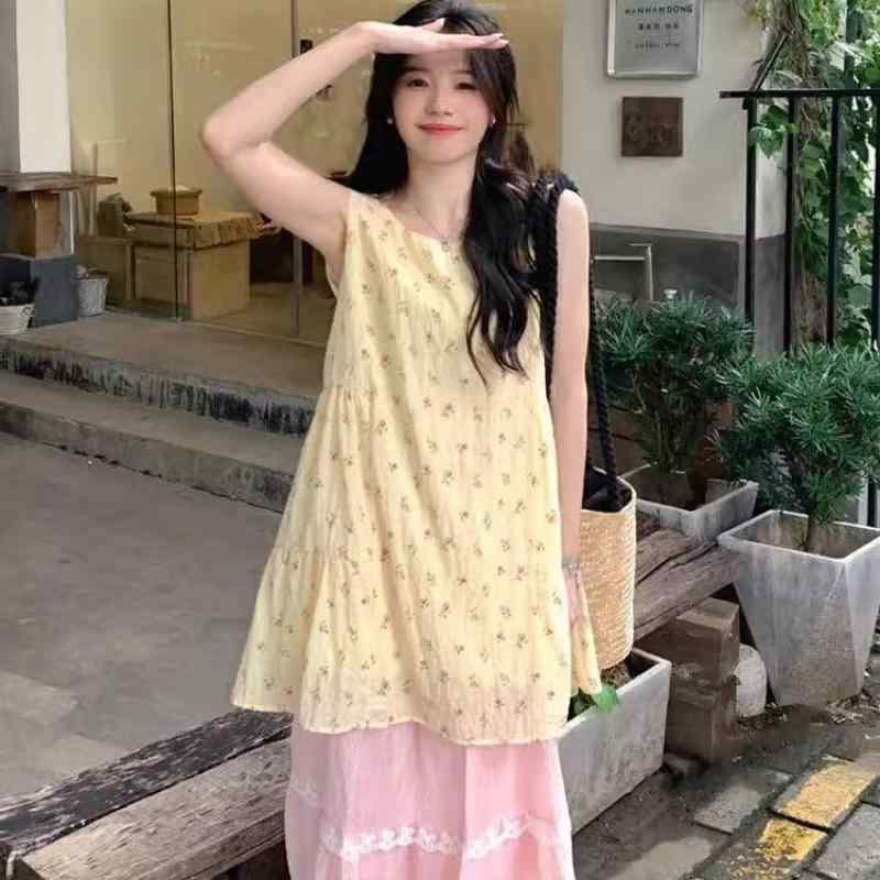 ワンピース レディース 韓国風 マカロンカラー ロング丈 半袖 2点セット ポリエステル 上下セットアップ 通勤 普段使い