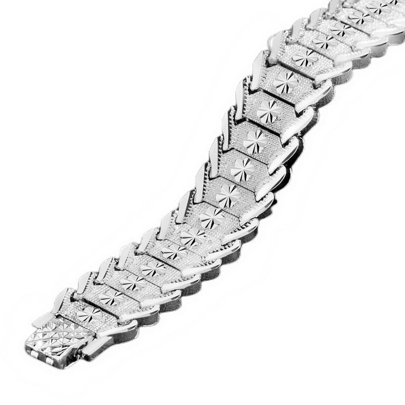 Other , Materials - ブレスレット メンズ 男性用 シルバーカラー 電気メッキ加工 花柄 フラワー 腕輪 個性派 幾何学模様