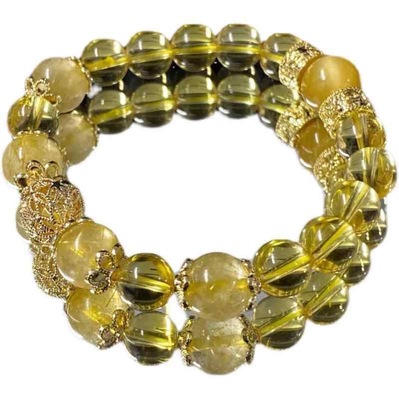 ブレスレット レディース 水晶 黄水晶 金发晶 虎眼石 手飾り ギフト 誕生日 母の日 贈り物 幾何学 円形 リング 清新 甘め