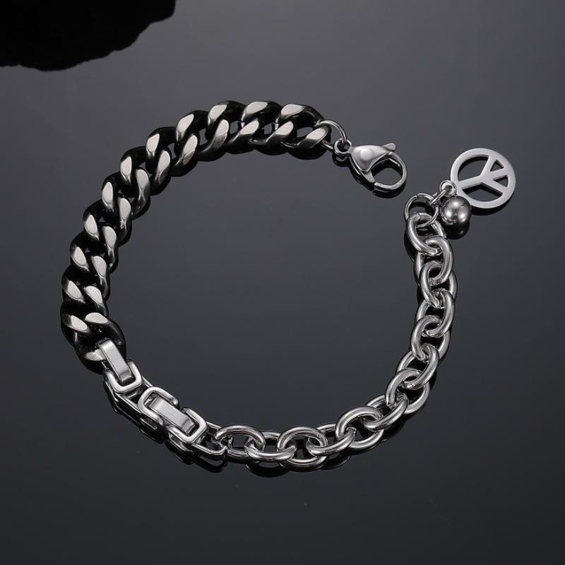 ブレスレット メンズ レディース 男女兼用 チタン鋼製 ヒップホップ ストリート 古代キューバチェーン スタイル 手作り 幾何学模様 幾何学形