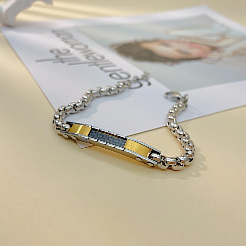 ブレスレット メンズ 男性用 チタン鋼 幾何学模様 電気メッキ加工 ストリートファッション スタイル 韓国ファッション