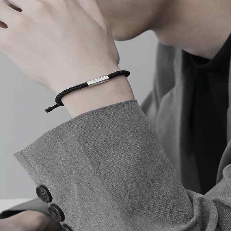 ブレスレット メンズ レトロ ヒップホップ 手編み S248七宗罪 銅製 電気メッキ加工 幾何学模様 英字 ストリート カジュアル