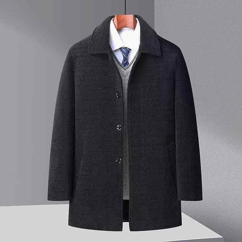 Other - コート メンズ 男性用 秋冬 シニア 紳士服 ウール 毛皮襟 裏起毛 厚手 防寒 あったか 暖かい ビジネス カジュアル