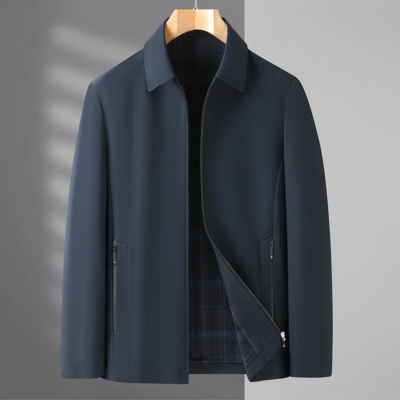 Rakuten - ジャケット 男性用 紳士服 春物 アウター 襟付き 防風 ポリエステル 無地 スリムフィット ラグランスリーブ ネイビー カーキ