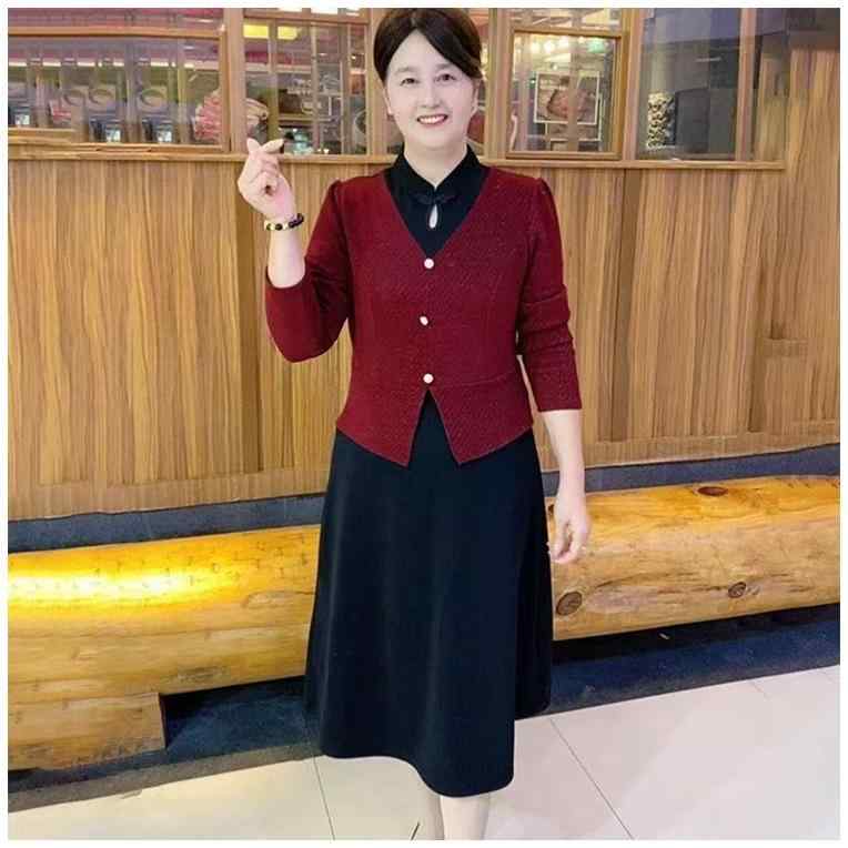 ワンピース レディース 春 長袖 ロング ミモレ丈 切り替え レイヤード風 重ね着風 お呼ばれ 食事会 同窓会 フォーマル カジュアル エレガント フェミニン Aライン 体型カバー きれいめ ママコーデ shadowtail-11172560 シャドーテール パッケージ画像