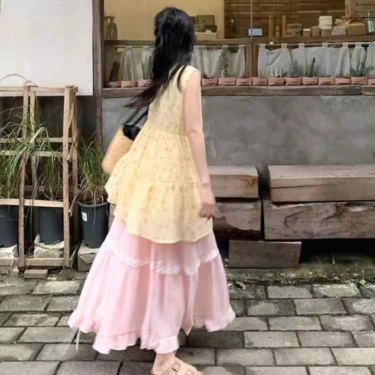 ワンピース レディース 春夏 韓国系 ドーパミン ファッション 軽熟 スイート 2点セット 上下セット かわいい おしゃれ