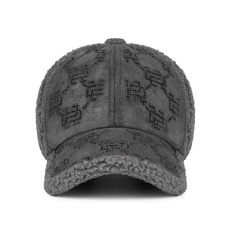 Knit Hat - 帽子 レディース 婦人 羊毛 棒球帽 野球帽 秋冬 防寒 保温 防風 サイズ調整可能 ラインストーン付き ブラック ホワイト コーヒー色 ネイビー グレー ピンク ベージュ キャメル
