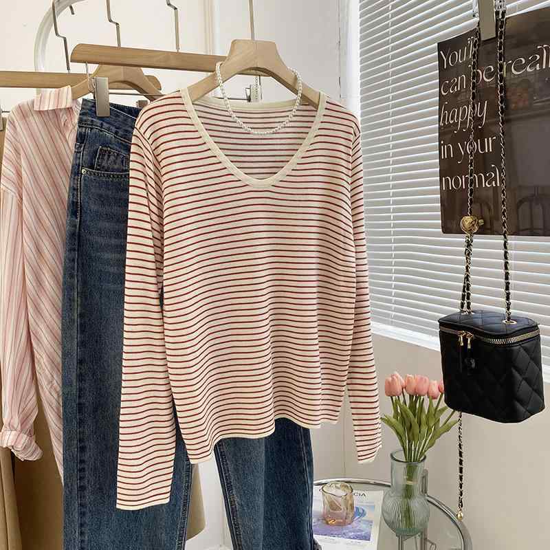 ニット レディース チュニック 長袖 ラウンドネック 羊毛混紡 ボーダー柄 トップス カットソー プルオーバー 秋冬 かわいい 普段使い